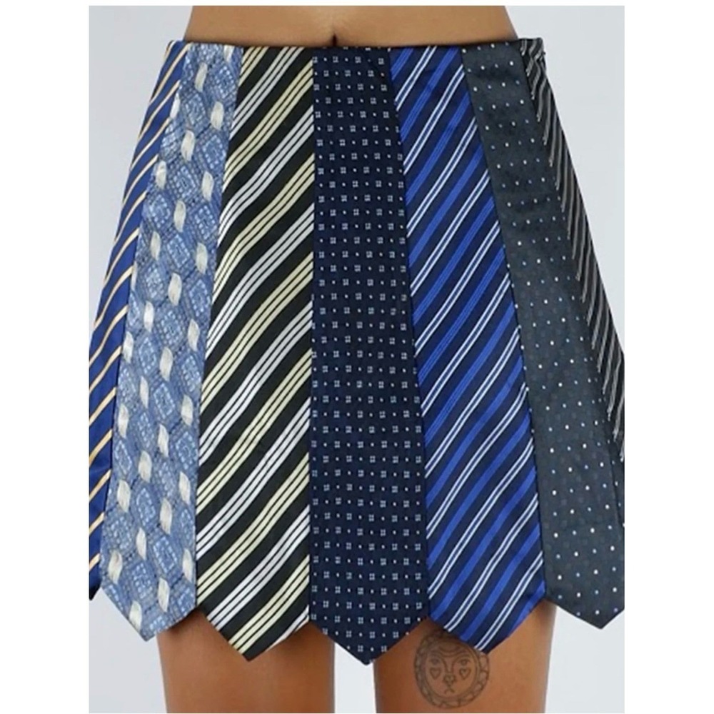 Bill Meyer Vintage Necktie Print Skirt Novelty Art to Wear Menswear